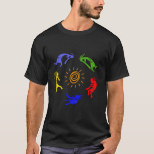 Kokopelli Colourful Sun Dancing Musicians Fortune T-Shirt