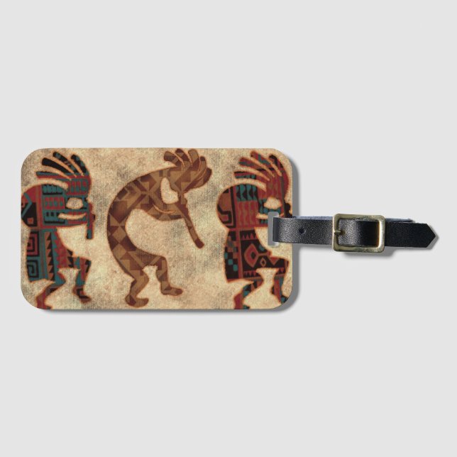 Kokopelli Dancers Desert Colours Luggage Tag (Front Horizontal)