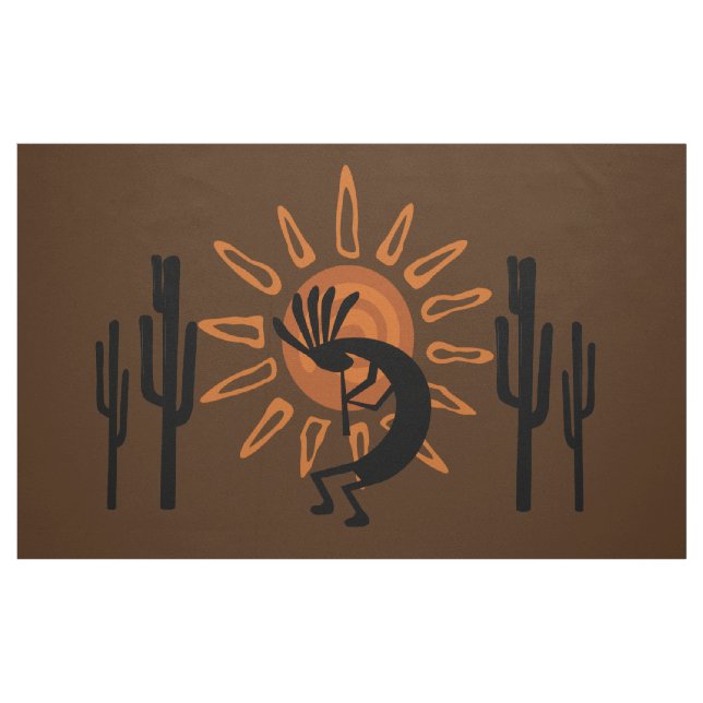 Kokopelli Desert Sun Southwest Rustic Brown DIY Fabric (Fat Quarter)