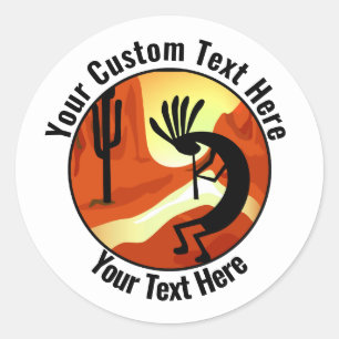 Kokopelli Desert Sunset Custom 3" Classic Round Sticker
