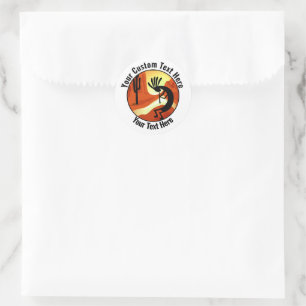 Kokopelli Desert Sunset Custom Classic Round Sticker