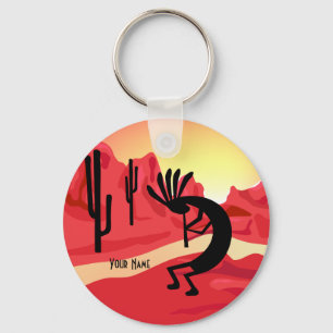 Kokopelli Desert Sunset Custom Key Chain