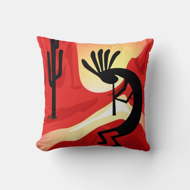 Kokopelli Desert Sunset  Pillow (Front)