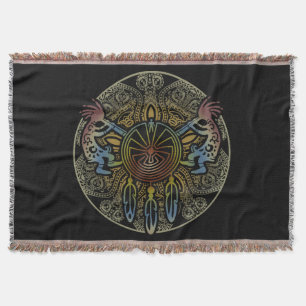 Kokopelli Duo - Man In The Maze - Dreamcatcher 1 Throw Blanket