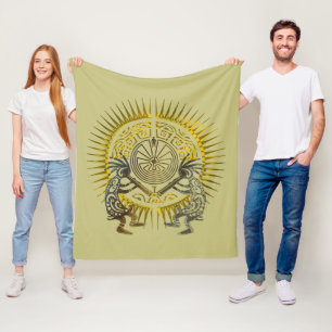 Kokopelli Duo - Man In The Maze - Sun 1 Fleece Blanket