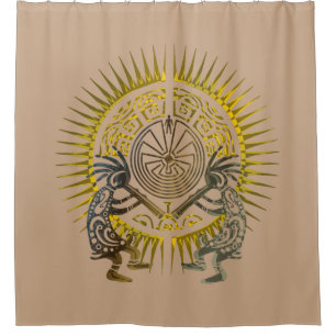 Kokopelli Duo - Man In The Maze - Sun 1 Shower Curtain