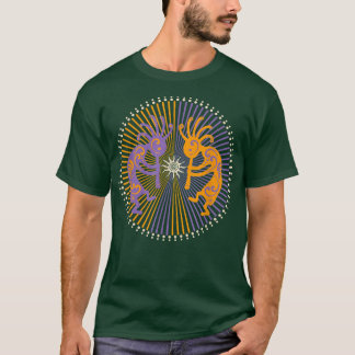 Kokopelli Duo - Rays Circle - Spirit Of Sun Music T-Shirt