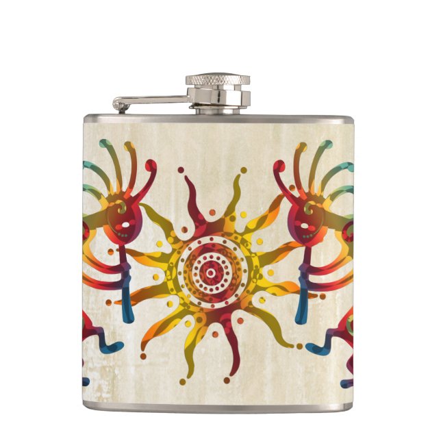 KOKOPELLI DUO SUN + your ideas Hip Flask (Front)