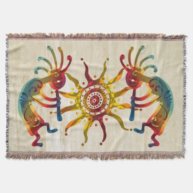 KOKOPELLI DUO SUN + your ideas Throw Blanket (Front)