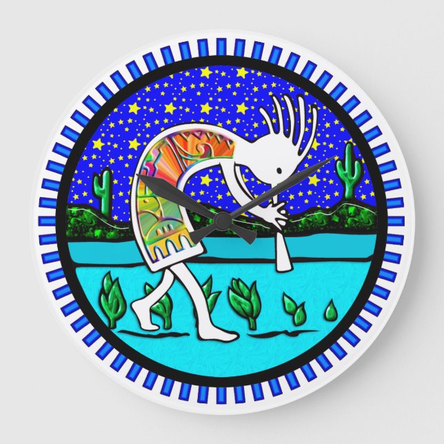 Kokopelli Flute Player Southwestern Clock (Front)