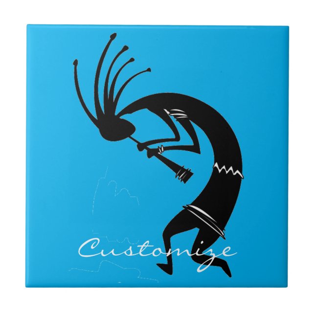 Kokopelli flute player Thunder_Cove Ceramic Tile (Front)