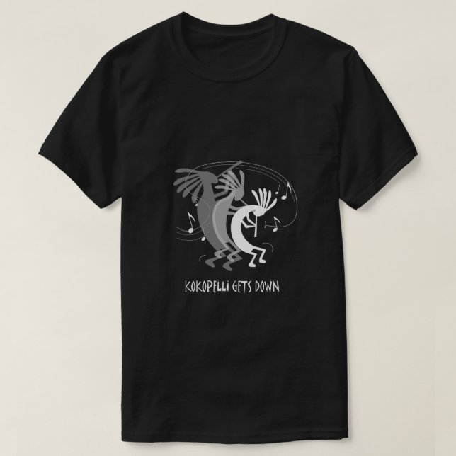 Kokopelli Gets Down Black Basic T T-Shirt (Design Front)