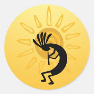 Kokopelli Gold Sun  3" Sticker