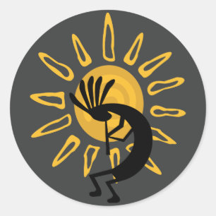 Kokopelli Gold Sun  Southwest Sticker