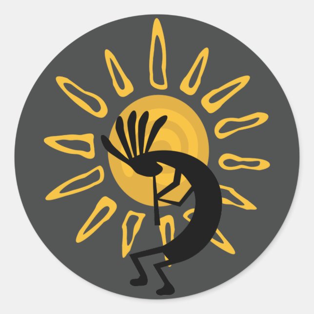 Kokopelli Gold Sun  Southwest Sticker (Front)