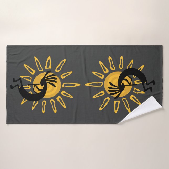 Kokopelli Gold Sun Southwest Towel Set (Bath Towel)
