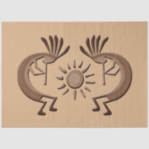 Kokopelli Golden Sun Broned Decoupage Tissue Paper