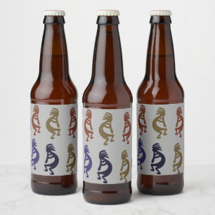 Kokopelli Group of Flute Playing Figures Beer Bott Bottle Label