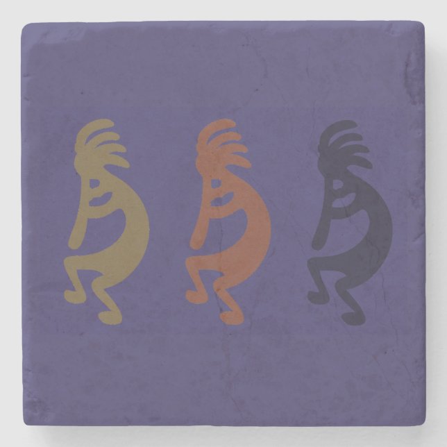 Kokopelli Group of Flute Playing Figures Stone Coaster (Front)