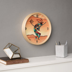 Kokopelli In The Desert Round Wall Clock