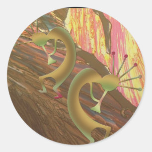Kokopelli Jam Session Classic Round Sticker