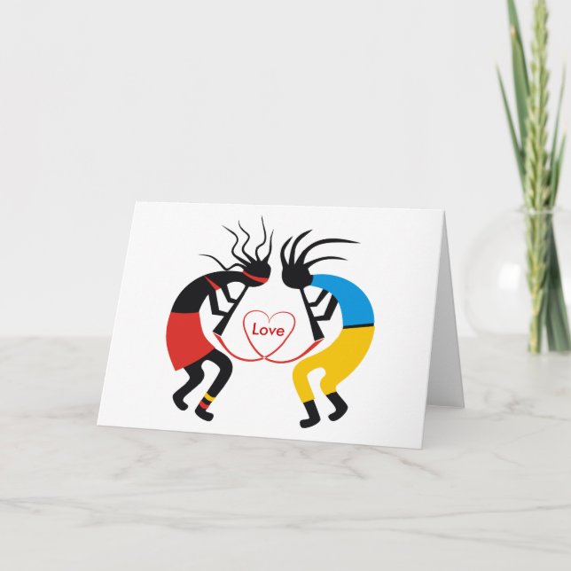 Kokopelli Love Greeting Cards (Front)