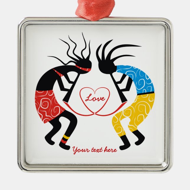 Kokopelli Love Metal Tree Decoration (Front)