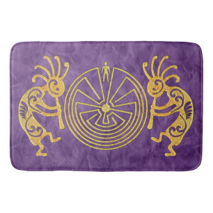 KOKOPELLI / MAN IN THE MAZE gold + your ideas Bath Mat