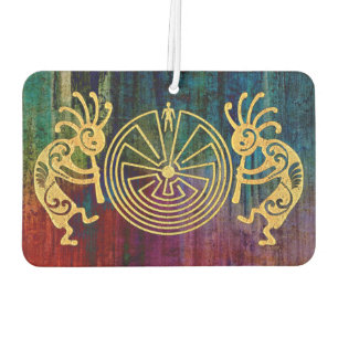 KOKOPELLI / MAN IN THE MAZE gold + your ideas Car Air Freshener
