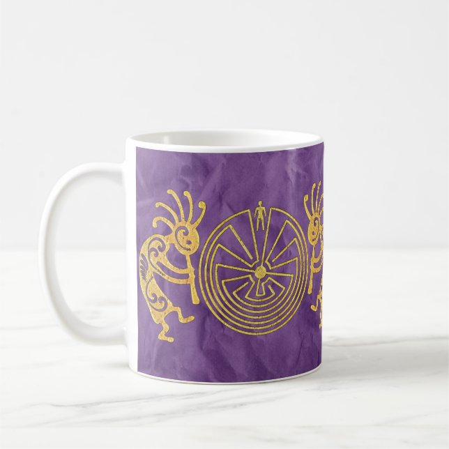 KOKOPELLI / MAN IN THE MAZE gold + your ideas Coffee Mug (Left)