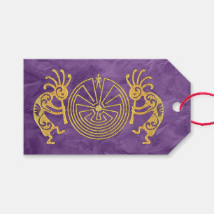 KOKOPELLI / MAN IN THE MAZE gold + your ideas Gift Tags