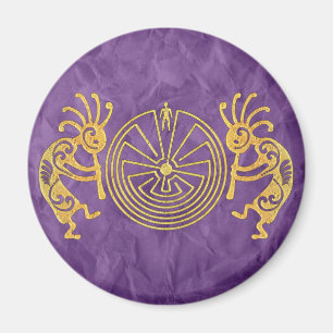 KOKOPELLI / MAN IN THE MAZE gold + your ideas Magnet