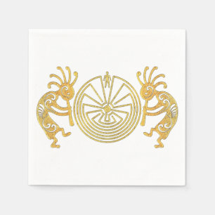 KOKOPELLI / MAN IN THE MAZE gold + your ideas Napkin