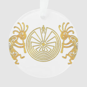 KOKOPELLI / MAN IN THE MAZE gold + your ideas Ornament