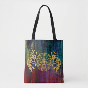KOKOPELLI / MAN IN THE MAZE gold + your ideas Tote Bag