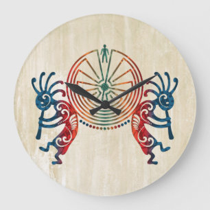 KOKOPELLI / MAN IN THE MAZE + your ideas Large Clock