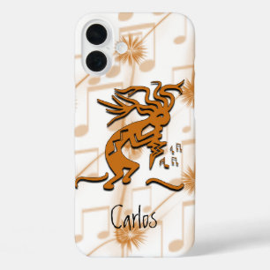 Kokopelli Merrymaker Musician With Musical Notes iPhone 16 Plus Case