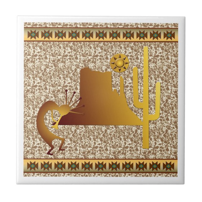 Kokopelli Mesa & Cactus Set #1 Tile (Front)