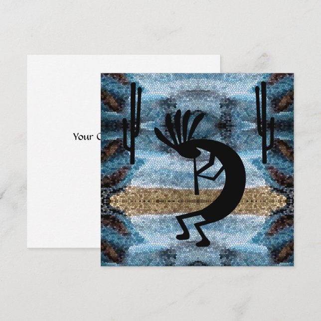 Kokopelli Moasic Desert Blue Landscape Card (Front/Back)