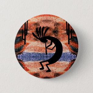 Kokopelli Moasic Desert Sunset Landscape 6 Cm Round Badge