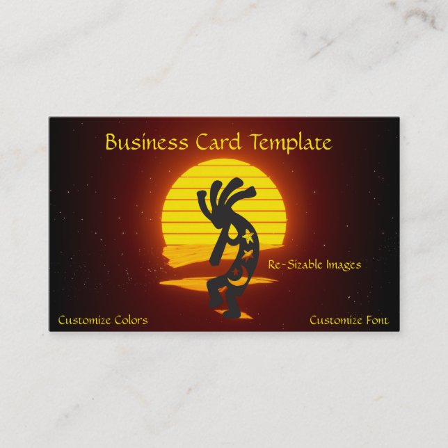 Kokopelli Moon and Stars Sunset Business Card (Front)
