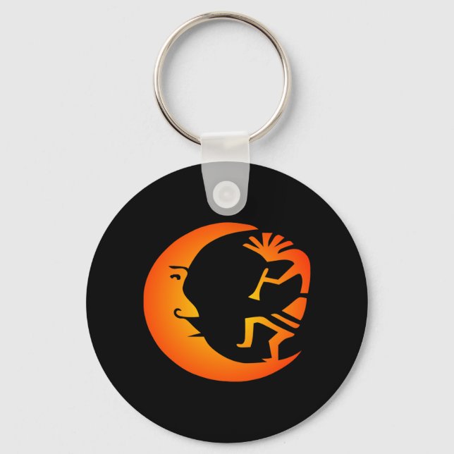 Kokopelli Moon-Black Key Ring (Front)