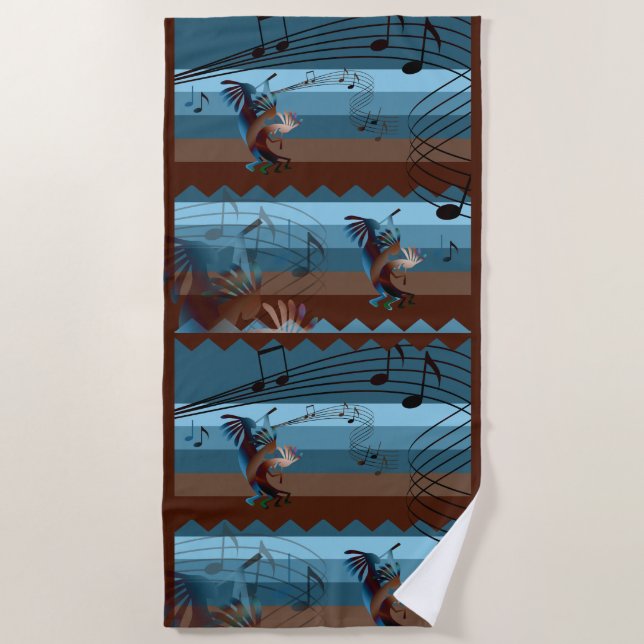 Kokopelli Music Beach Towel (Front)