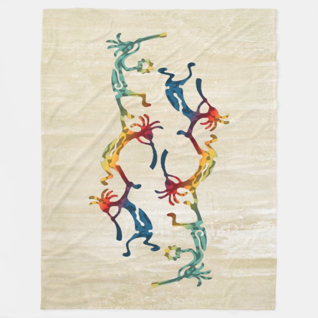 KOKOPELLI musician acrobats + your ideas Fleece Blanket (Front)