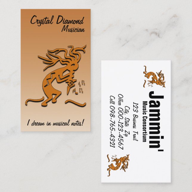 Kokopelli Musician Artwork Business Card (Front/Back)