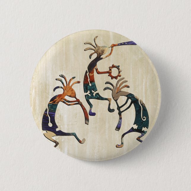 KOKOPELLI musician trio + your ideas 6 Cm Round Badge (Front)