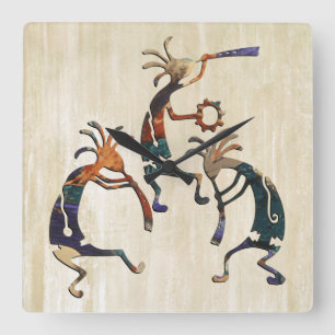 KOKOPELLI musician trio + your ideas Square Wall Clock