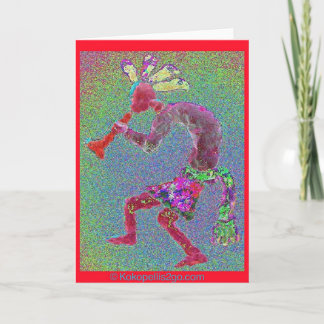 KOKOPELLI MYSTICAL RED-RED BORDER CARD