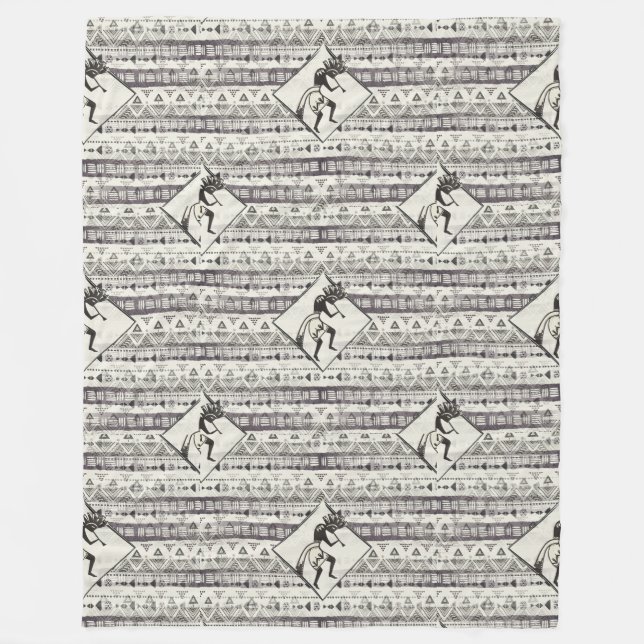 Kokopelli - Native American Seamless Pattern 1 Fleece Blanket (Front)