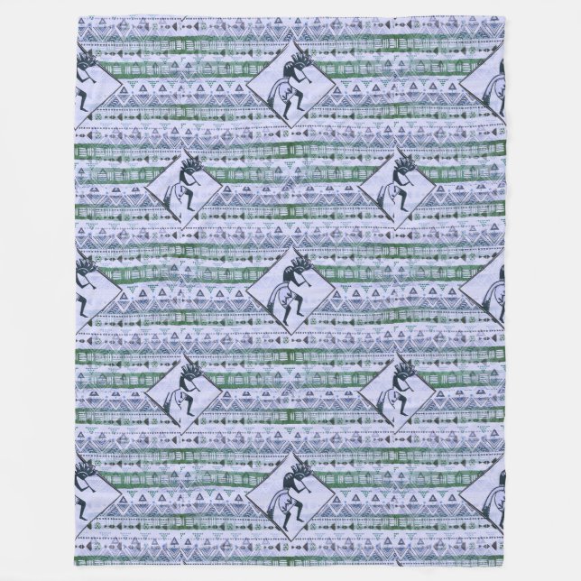 Kokopelli - Native American Seamless Pattern 2 Fleece Blanket (Front)